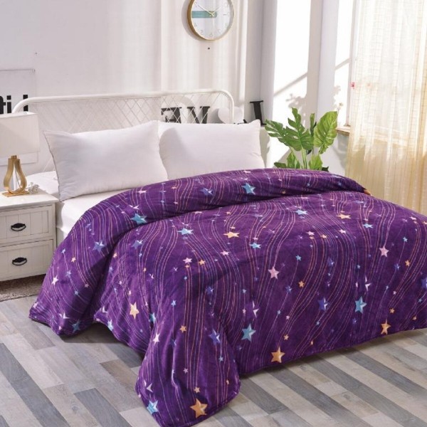 Patura pufoasa cocolino 200x230cm, 240g/mp, Mov, stelute [1]