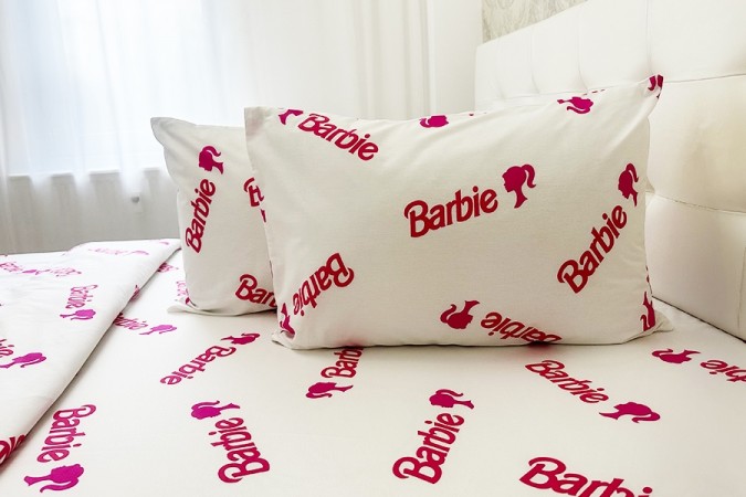 Lenjerie de Pat, Bumbac Ranforce, Croită la Atelierul Cumparamisim – Personalizată pentru Nevoile Tale, Alb, Barbie