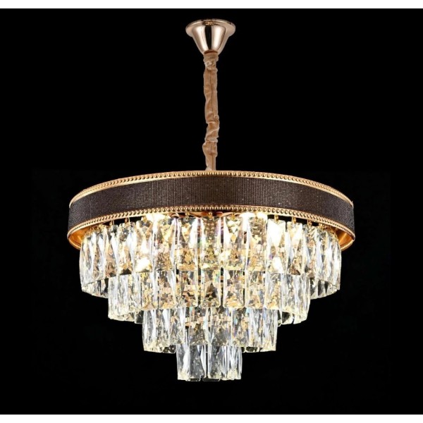 Candelabru RFAN, Model A120/500, Textura Cristal, Metal, 8 X E27, Auriu/Gri [1]