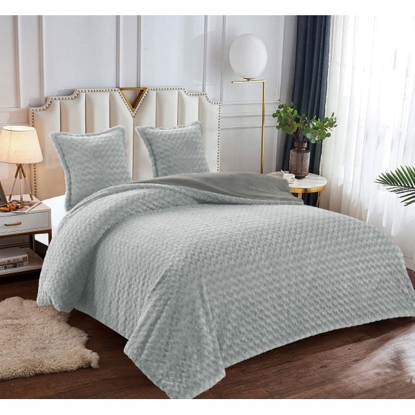 Pilota CoCoLiNo Roses cu blanita, matlasata, 200x230cm, cu fete de perna 60x60cm, Gri [1]