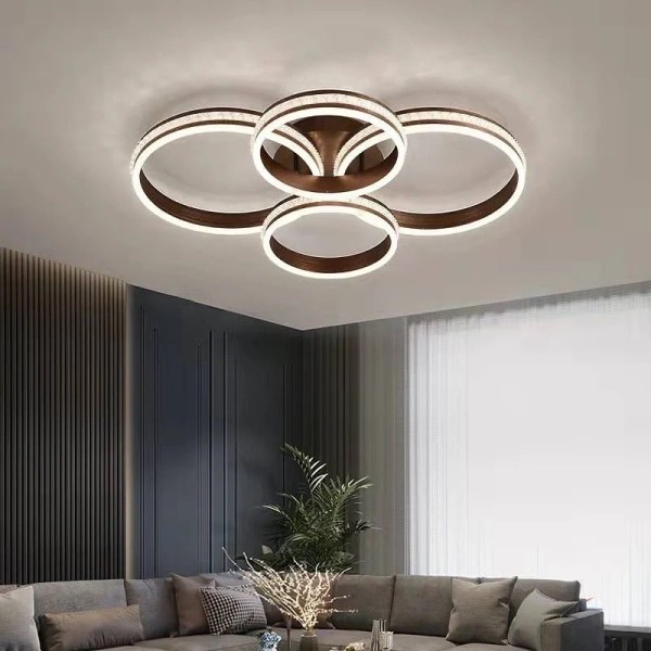 Lustra LED RFAN, Model F2332/2+2, Cu Telecomanda, 3 Tipuri De Lumina, Intensitate Reglabila, 340W, Maro [1]