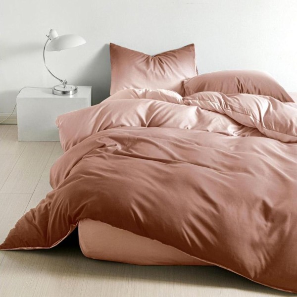 Lenjerie pat dublu (140x200cm, 160x200cm, 180x200cm), bumbac satinat, cearsaf clasic, 4 piese,  Maroniu [1]