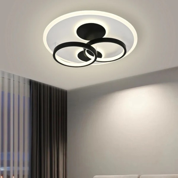 Lustra LED RFAN, Model R9057/R, Cu Telecomanda, 3 Tipuri De Lumina, Intensitate Reglabila, 126W, Negru/Alb [1]