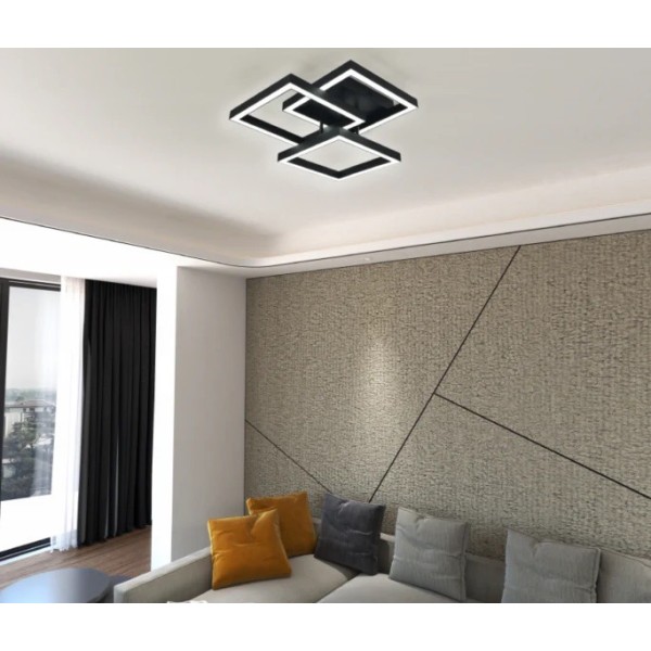 Lustra LED RFAN, Model FX60279-3, Cu Telecomanda, 3 Tipuri De Lumina, Intensitate Reglabila, 60W, Negru [1]