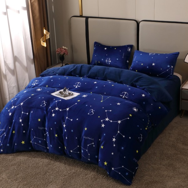 Lenjerie pat dublu, Super Pufoasa COCOLINO, 4 piese, Albastru, galaxie [1]