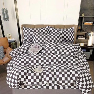 Lenjerie pat dublu cu ELASTIC, Finet, 6 piese, Gri, patratele Lenjerie pat dublu cu ELASTIC, Finet, 6 piese, Gri, patratele