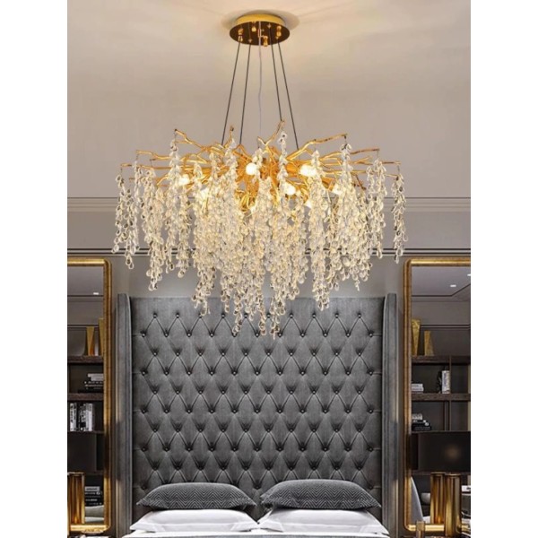 Candelabru RFAN, Model R9101/800, Textura Cristal, Metal, 8 X E14, Auriu [1]