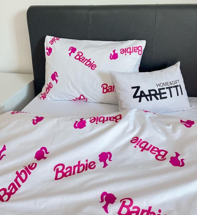 Lenjerie de Pat, Bumbac Ranforce, Croită la Atelierul Cumparamisim – Personalizată pentru Nevoile Tale, Alb, Barbie