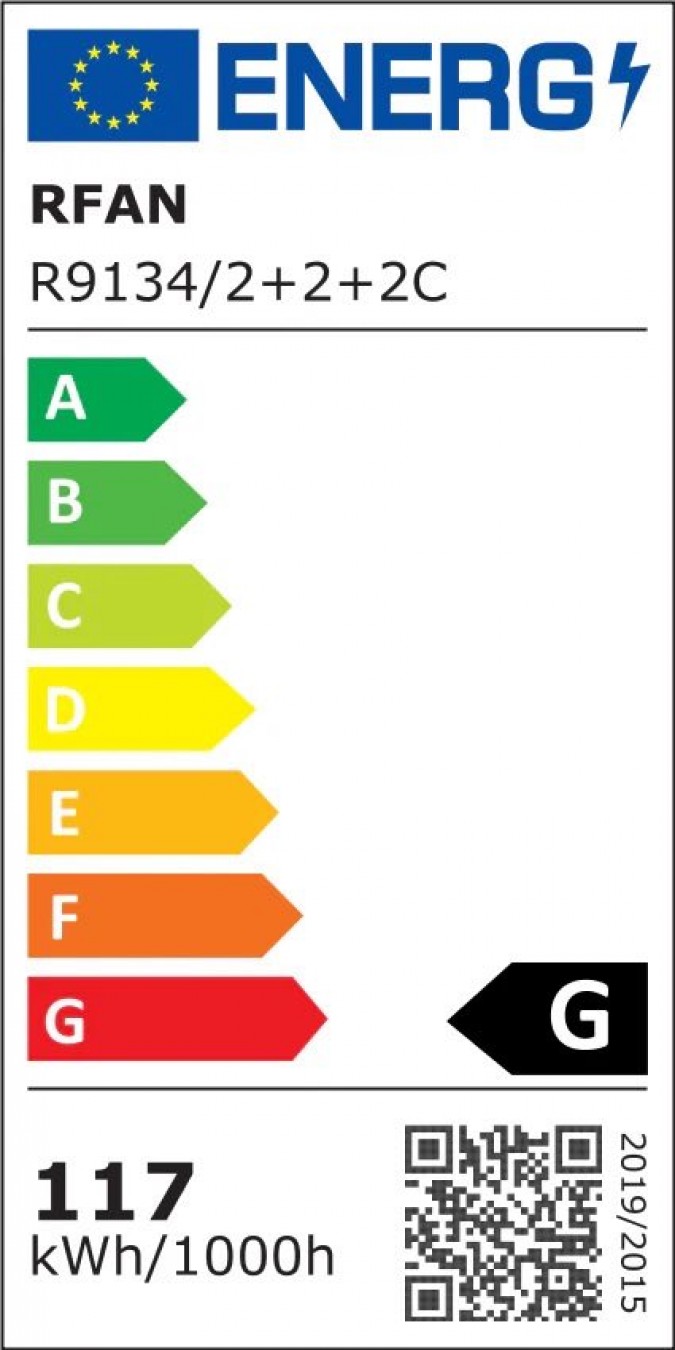 Lustra LED RFAN, Model R9134/2+2+2C, Cu Telecomanda, 3 Tipuri De Lumina Plus Lumina RGB, Intensitate Reglabila, 117W, Alb/Auriu