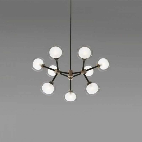 Lustra RFAN, Model 5477/9, Cu 9 Abajururi, 9 X G9, Negru/Auriu [1]