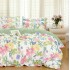 Lenjerie pat dublu, Finet, 6 piese, Verde, flori [8]