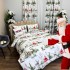 Set Lenjerie Pat Dublu Crăciun 4 Piese + 2 Draperii 150x235cm din Bumbac Ranforsat – Confort și Eleganță, Fabricat în România, Bleu, Verde, Rosu, peisaj montan de iarna, brazi, cabane, cerbi [3]