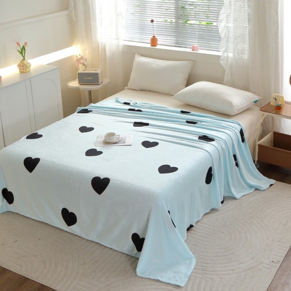 Pătură Super Soft Cocolino, 200x230 cm – Răsfăț absolut în zilele reci, Bleu, inimioare [1]