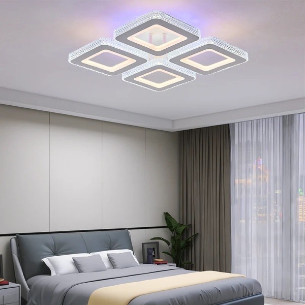 Lustra LED RFAN, Model M601-4, Cu Telecomanda, 3 Tipuri De Lumina Plus Lumina RGB, Intensitate Reglabila, 184W, Alb [1]