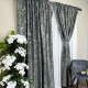 Set 2 Draperii Catifea Nikko cu insertii aurii - 2m latime x 2.50m inaltime x Tiv lat, Gri inchis - V30