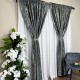 Set 2 Draperii Catifea Nikko cu insertii aurii - 2m latime x 2.50m inaltime x Tiv lat, Gri inchis - V30