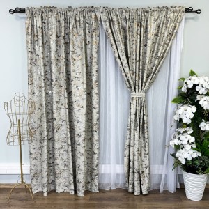 Draperie Catifea Nikko cu insertii aurii - LA COMANDA pe dimensiunile tale, Bej deschis - V33