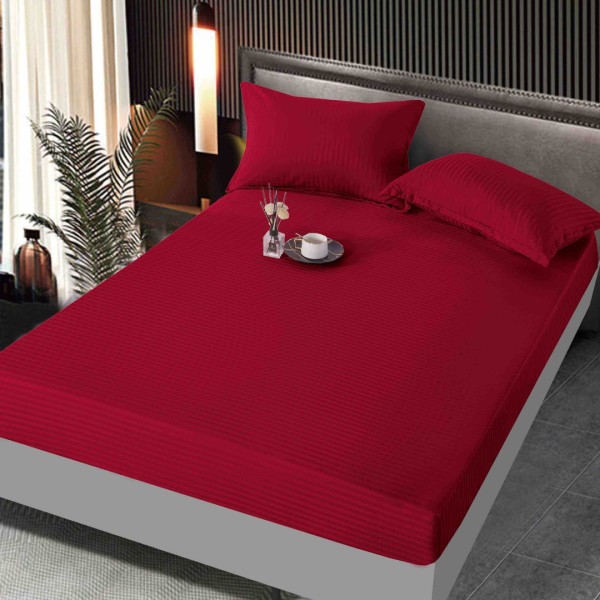 Cearsaf cu elastic, Damasc, 160x200cm, Jojo Home, Rosu [1]