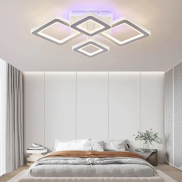 Lustra LED RFAN, Model M601/2+2, Cu Telecomanda, 3 Tipuri De Lumina Plus Lumina RGB, Intensitate Reglabila, 234W, Alb [1]