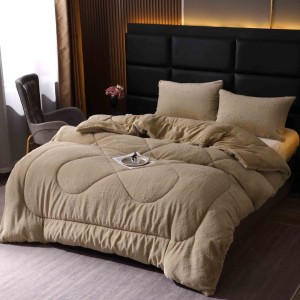 Pilota Cocolino din blanita artificiala de iepure 200x230cm si 2 fete de perna 50x70cm, Bej Verzui