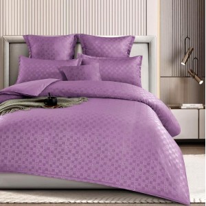 Lenjerie pat dublu,  FINET cu ELASTIC, 6 piese, Mov