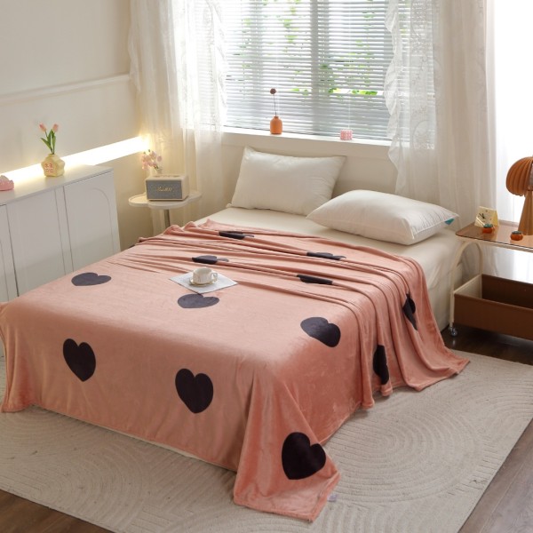 Pătură Super Soft Cocolino, 200x230 cm – Răsfăț absolut în zilele reci, Roz prăfuit, inimioare [1]