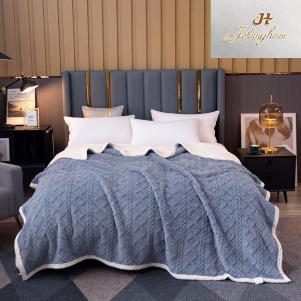 Patura CoCoLiNo tip Tricotaj cu blanita, 200x230cm, Gri deschis [1]