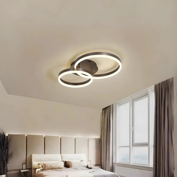 Lustra LED RFAN, Model R9091/2, Cu Telecomanda, 3 Tipuri De Lumina, Intensitate Reglabila, 40W, Maro [1]