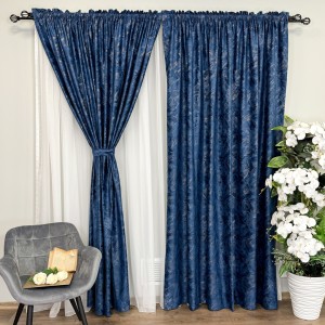 Set 2 bucati Draperie Catifea MYKONOS cu valuri rafinate aurii, Albastru royal - V29, 360cm latime x 260cm, Rejansa pt. sina  Set 2 bucati Draperie Catifea MYKONOS cu valuri rafinate aurii, Albastru royal - V29, 360cm latime x 260cm, Rejansa pt. sina
