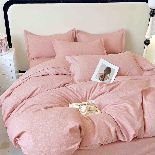 Lenjerie pat dublu,  FINET, 6 piese, Jojo Home, Roz, trandafiri [1]