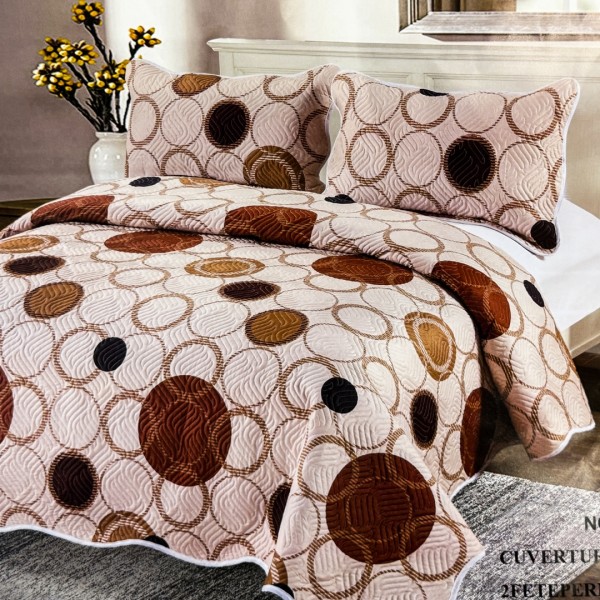 Cuvertură Pat Dublu, 3 Piese, Bumbac 100% Imprimat – Calitate Premium, cu Imprimeu Durabil, cod CSA-CV35 [1]
