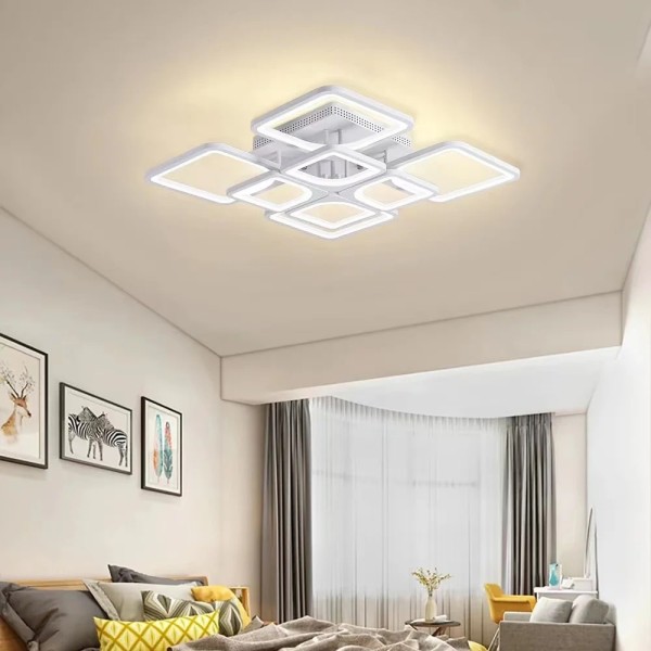 Lustra LED RFAN, Model K52/8, Cu Telecomanda, 3 Tipuri De Lumina, Intensitate Reglabila, 200W, Alb [1]