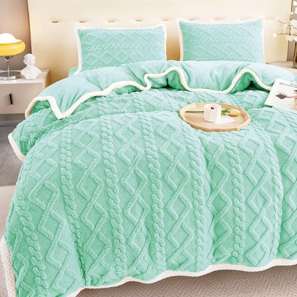 Lenjerie de pat Pufoasa Cocolino, model tricotaj in relief, Aqua [1]