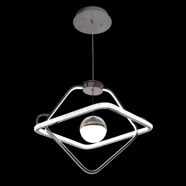 Lustra LED Tip Pendul RFAN, Model 1268/3, 3 Tipuri De Lumina, Inaltime Reglabila, 120W, Gri [1]