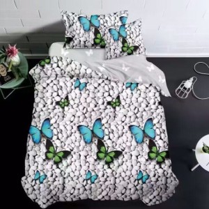 Lenjerie pat 1 PERSOANA, FINET, 4 piese, Gri, pietre, fluturi Lenjerie pat 1 PERSOANA, FINET, 4 piese, Gri, pietre, fluturi