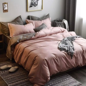 Lenjerie pat dublu cu Elastic (160x200cm si 180x200cm), bumbac satinat, Roz, Gri, Linii Lenjerie pat dublu cu Elastic (160x200cm si 180x200cm), bumbac satinat, Roz, Gri, Linii