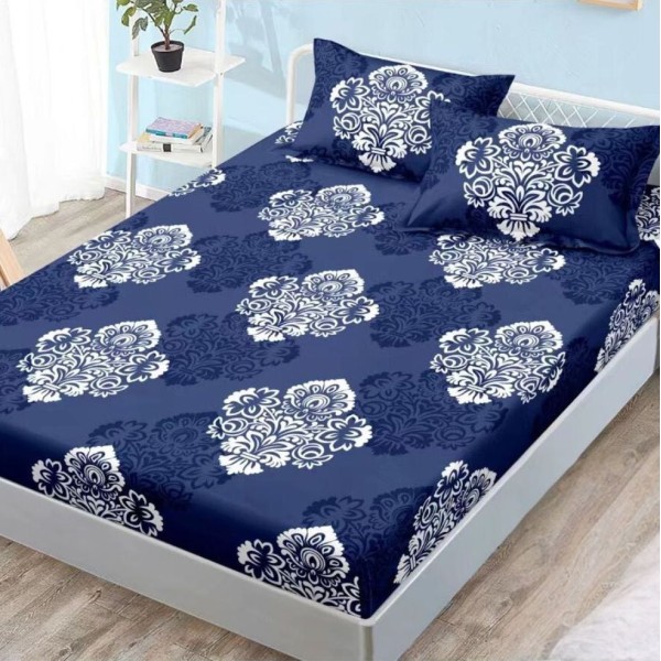 Cearsaf cu elastic, FINET, 180x200cm, 2 fete de perne 50x70cm, Albastru, model oriental [1]