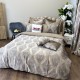 Set Luxury:  Lenjerie de Pat dublu, din Catifea Royală Velvetto, 6 piese si Draperie cu inele încastrate, 2buc x 150x245cm, cu Șnur Magnetic și Față de Pernă Decorativă, Bej