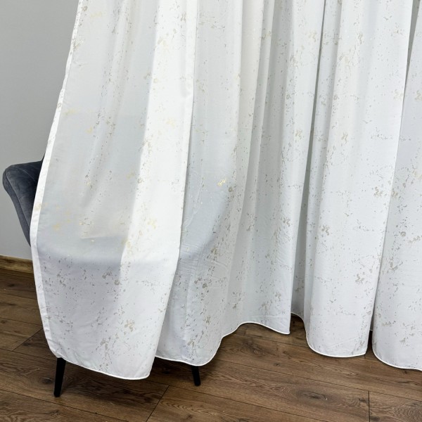 Perdea Hannah din Voal cu foita aurie - 600cm x 245cm, Rejansa pt. bara , Alb [1]
