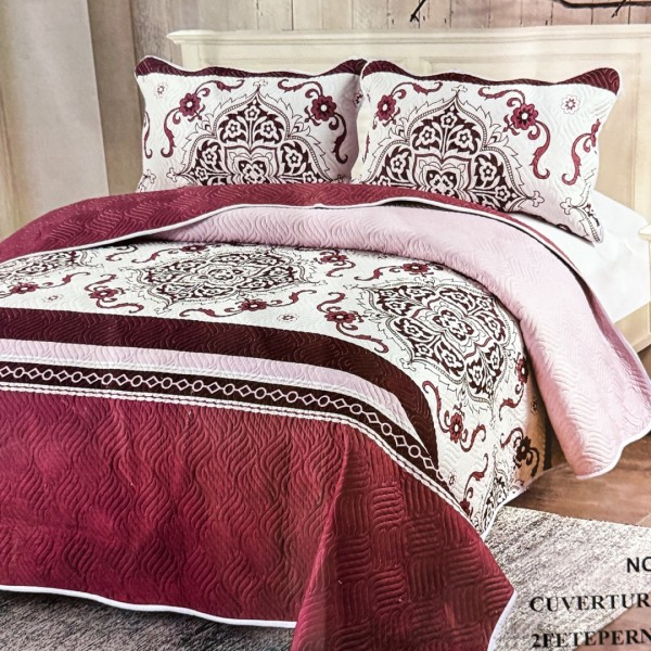 Cuvertură Pat Dublu, 3 Piese, Bumbac 100% Imprimat – Calitate Premium, cu Imprimeu Durabil, cod CSA-CV21 [1]