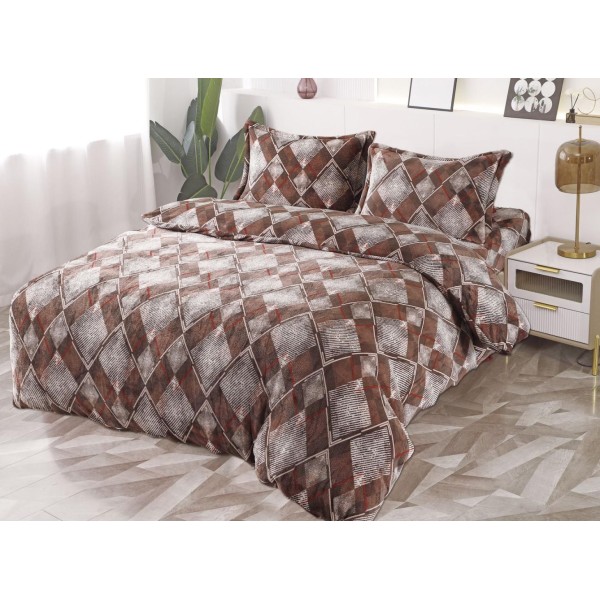 Lenjerie pat dublu, Super Pufoasa COCOLINO, 4 piese, Maro, Romburi [1]
