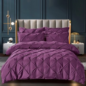 Lenjerie de Pat Premium, JOJO HOME,  Finet cu Pliuri Brodate, 6 Piese, Nesifonabilă și Durabilă, Mov Lenjerie de Pat Premium, JOJO HOME,  Finet cu Pliuri Brodate, 6 Piese, Nesifonabilă și Durabilă, Mov