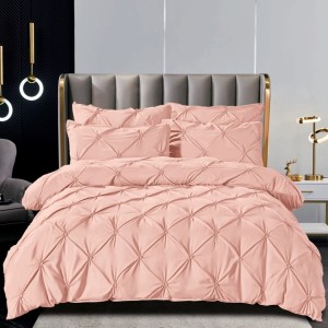 Lenjerie de Pat Premium, JOJO HOME,  Finet cu Pliuri Brodate, 6 Piese, Nesifonabilă și Durabilă, Banan