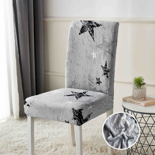 Set 6 huse universale pentru scaun, ELASTICE, Jojo Home, Gri, Stelute [1]