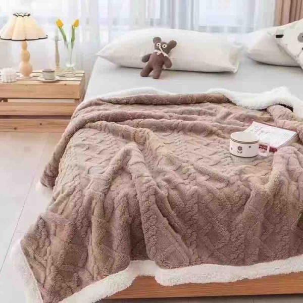 Patura CoCoLiNo tip Tricotaj cu blanita, 200x230cm, Jojo Home, Maro [1]