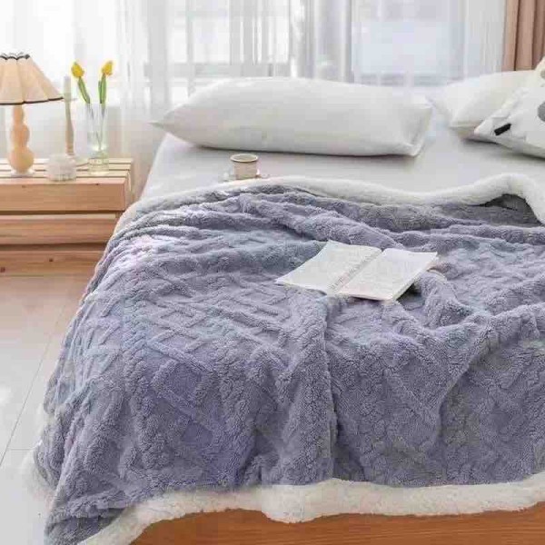 Patura CoCoLiNo tip Tricotaj cu blanita, 200x230cm, Jojo Home, Gri Albastrui [1]