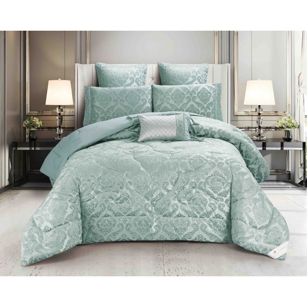 Set Cadou Luxury, Jojo Home, Jacquard Regal, 7 Piese, Cu Pilota Inclusa, Verde [1]