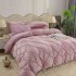 Lenjerie pat dublu, Catifea Deluxe, cu pliuri brodate, 4 piese, Jojo Home, Roz [2]