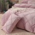 Lenjerie pat dublu, Catifea Deluxe, cu pliuri brodate, 4 piese, Jojo Home, Roz [4]