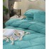Lenjerie pat dublu, Catifea Deluxe, cu pliuri brodate, 4 piese, Jojo Home, Aqua [3]